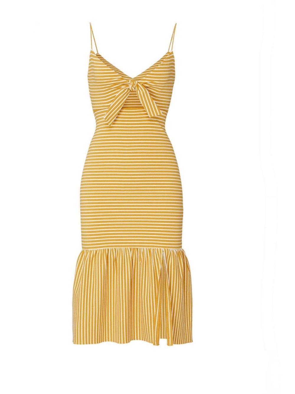 SAYLOR Yellow and White Striped Tie-Front Midi Dress size XS